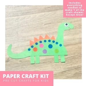 Brontosaurus Paper Craft Kit, Dinosaur Arts & Crafts Kit For Kids, Dinosaur Craft Kit, Dinosaur Party Favors, Pre-Cut Crafts, Diy Craft Kit