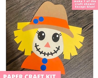 Scarecrow Paper Craft Kit, Craft Kit For Kids, Fall Craft Kit Craft Kit, Class Party Favor, Autumn Crafts, Pre-Cut Crafts