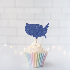 Glitter United States Cupcake Toppers, Glitter USA Cupcake Toppers, Glitter Cake Topper, Glitter Party Decor, Event Decor