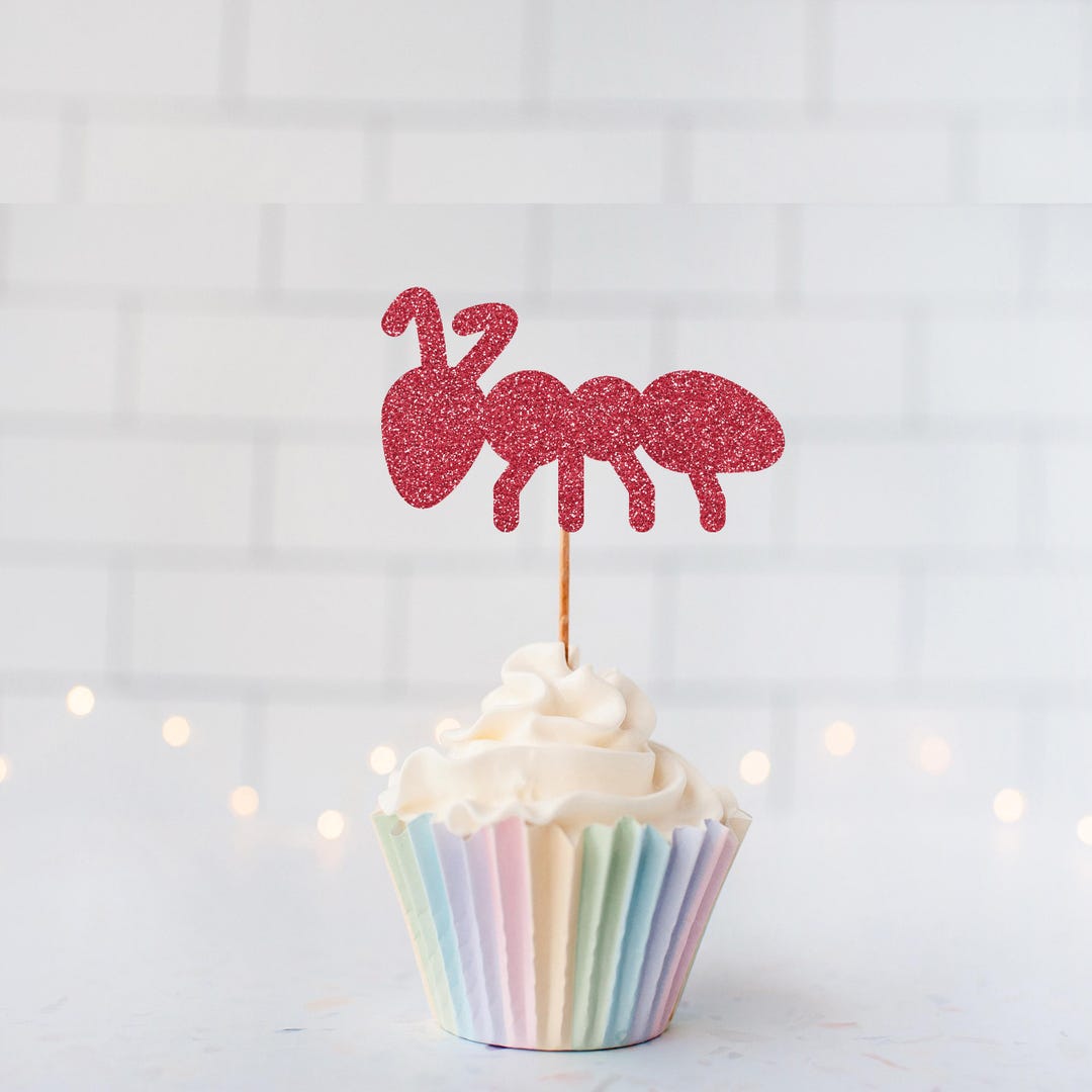 Glitter Ant Cupcake Toppers, Insect Party Decor, Bug Theme, Summer ...