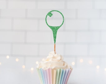 Glitter Golf Tee Cupcake Toppers, Golf Party Decor, Retirement, Golf Birthday, Country Club Party, Sports Theme, Golfer, Hole In One