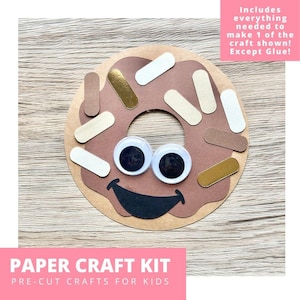 Chocolate Donut Paper Craft Kit, Donut Arts & Crafts Kit For Kids, Sprinkle Donut Party Favors, Pre-Cut Crafts, Donut Craft