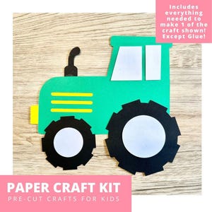 Tractor Paper Craft Kit, Tractor Arts & Crafts Kit For Kids, Farm Craft Kit,  Transportation Party, Tractor Pre-Cut Crafts, Diy Craft Kit