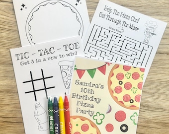 Personalized Pizza Coloring Kit Favors, Pizza Party Party Coloring Book Favors, Pizza Coloring Packs, Pizza Sauce, Pepperoni Pizza