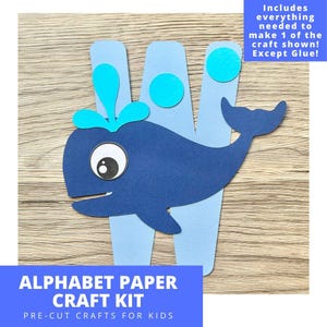 W is for Whale Paper Craft Kit, Alphabet Arts & Crafts Kit For Kids, Pre-Cut Alphabet Paper Craft Kit, Preschool Alphabet Craft