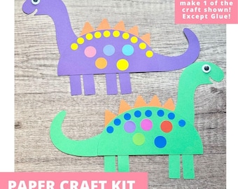 Brontosaurus Paper Craft Kit, Dinosaur Arts & Crafts Kit For Kids, Dinosaur Craft Kit, Dinosaur Party Favors, Pre-Cut Crafts, Diy Craft Kit