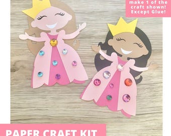 Princess Paper Doll Paper Craft Kit, Princess Arts & Crafts Kit For Kids, Princess Craft Kit, Princess Party Favor, Pre-Cut Crafts