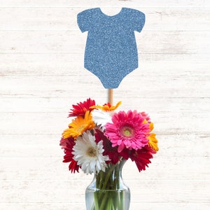 Glitter Baby Bodysuit Centerpiece Sticks, Glitter Table Decorations, Glitter Centerpiece Decor, Event Decorations