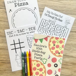 Personalized Pizza Coloring Kit Favors, Pizza Party Party Coloring Book Favors, Pizza Coloring Packs, Pizza Sauce, Pepperoni Pizza image 1