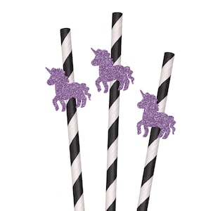 Glitter Unicorn Party Straws, Party Paper Straws, Decorative Party Straws