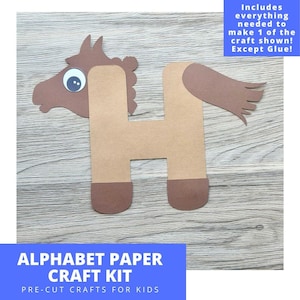H is for Horse Paper Craft Kit, Alphabet Arts & Crafts Kit For Kids, Pre-Cut Alphabet Paper Craft Kit, Preschool Alphabet Craft