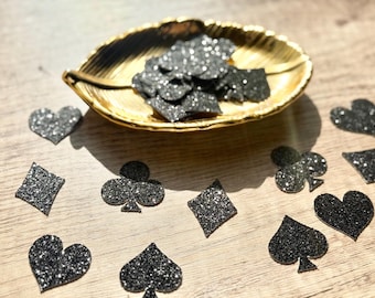 Glitter Playing Card Suit Confetti, Playing Card Suit Table Scatter, Cardstock Confetti, Glitter Confetti