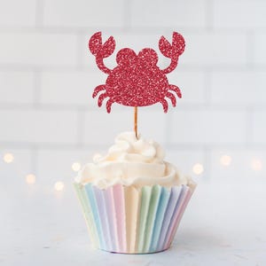 Glitter Crab Cupcake Toppers, Under The Sea, Crab Decor, Crab Party, Crab Boil, Let&#39;s Get Crackin&#39;, Crab Birthday, Crabs, Crab Party