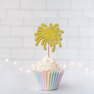 Glitter Firework Cupcake Toppers, Glitter Cupcake Toppers, Glitter Cake Topper, Glitter Party Decor, Event Decor