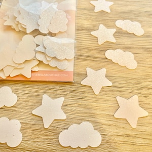 Glitter Clouds and Stars Confetti, Clouds and Stars Table Scatter, Cardstock Confetti, Glitter Confetti