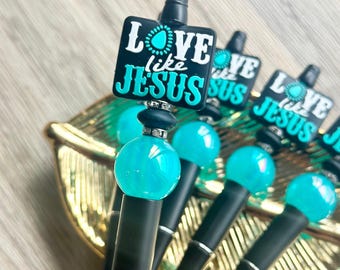 Love Like Jesus Beaded Ink Pens, Christian Gift, Bible Study Pen, Inspirational Stationery, Faith Journal Accessory, Prayer Group