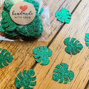 Glitter Tropical Leaf Confetti, Luau Party, Jungle Theme, Island, Summer Birthday, Palm Leaf, Beach Party, Monstera Leaf, Beach Party
