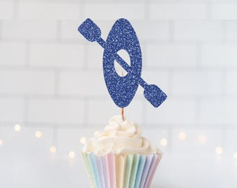 Glitter Canoe Cupcake Toppers, Glitter Cupcake Toppers, Glitter Cake Topper, Glitter Party Decor, Event Decor