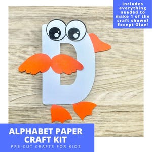 D is for Duck Paper Craft Kit, Alphabet Arts & Crafts Kit For Kids, Pre-Cut Alphabet Paper Craft Kit, Preschool Alphabet Crafts