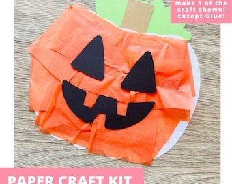 Jack O Lantern Paper Craft Kit, Halloween Arts & Crafts Kit For Kids, Spooky Season Craft Kit, Jack O Lantern Party Favor