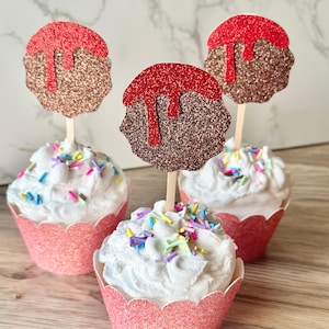 Glitter Meatball Cupcake Toppers, Pasta Night, Italian, Spaghetti, Foodie Event, Spicy Meatball,  Party Decor