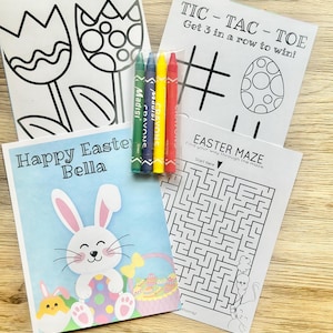 Personalized Easter Coloring Kit Favors, Easter Coloring Book Favors, Easter Bunny Coloring Packs, Easter Egg Hunt Favors, Easter Party