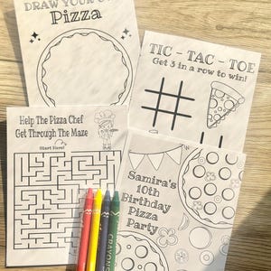 Personalized Pizza Coloring Kit Favors, Pizza Party Party Coloring Book Favors, Pizza Coloring Packs, Pizza Sauce, Pepperoni Pizza image 2