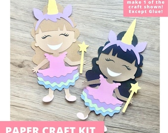 Unicorn Princess Paper Doll Paper Craft Kit, Princess Arts & Crafts Kit For Kids, Princess Craft Kit, Unicorn Party Favor, Pre-Cut Crafts