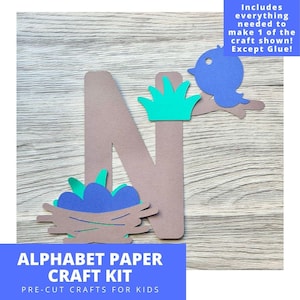 N is for Nest Paper Craft Kit, Alphabet Arts & Crafts Kit For Kids, Pre-Cut Alphabet Paper Craft Kit, Preschool Alphabet Craft