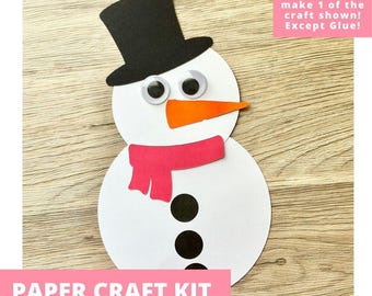 Snowman Paper Craft Kit, Holiday Arts & Crafts Kit For Kids, Snowman Craft Kit, Holiday Party Favor, Pre-Cut Crafts