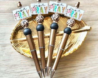 Just Pray Beaded Pen, Prayer Ink Pen, Church Pen, Pen Gift, Christian Pen, Prayer Gift, Bible Study Gift. Religious Beaded Pen