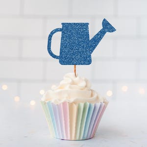 Glitter Watering Can Cupcake Toppers, Nature Party, Garden Party, Spring Party, Garden Birthday, Nature Birthday, Garden, Gardening Tools
