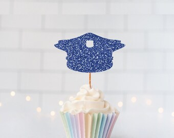 READY TO SHIP Glitter Police Hat Cupcake Toppers, Law Enforcement Party, Heroes, Police Birthday, Officer Celebration, First Responder Party