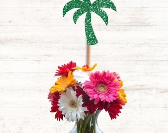 Glitter Palm Tree Centerpiece Sticks, Glitter Table Decorations, Glitter Centerpiece Decor, Event Decorations