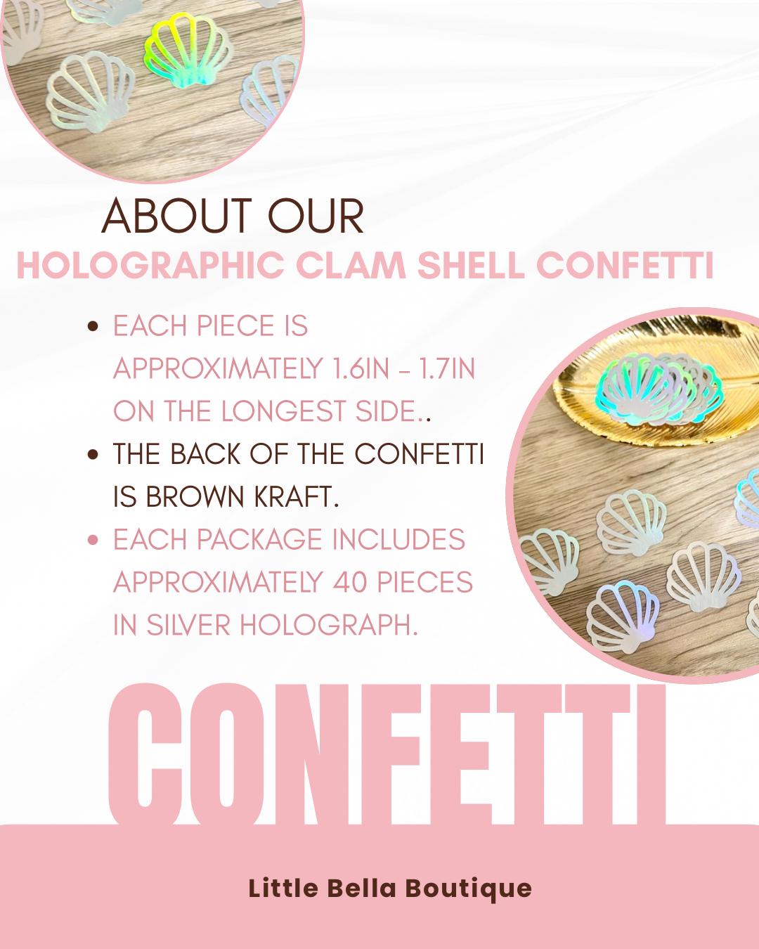 Holographic Sea Shell Confetti, Holographic Clam Shell Confetti, Jumbo ...