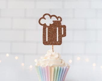 Glitter Beer Stein Cupcake Toppers, Oktoberfest, Brewery Birthday, Cheers And Beers, Beer Tasting, Hoppy Hour, Love Brewing, Baby Is Brewing