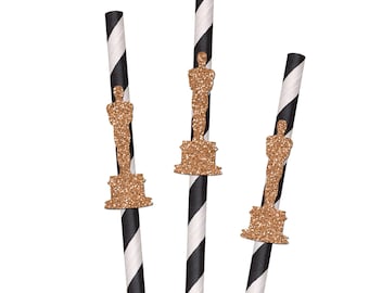 Glitter Movie Award Party Straws - 10ct, Party Paper Straws, Decorative Party Straws