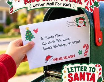 Letter To Santa Kids Craft Mail, Christmas Craft Mail For Kids, Kid Craft Post, Kids Snail Mail, Holiday Craft Mail, Letter Mail For Kids