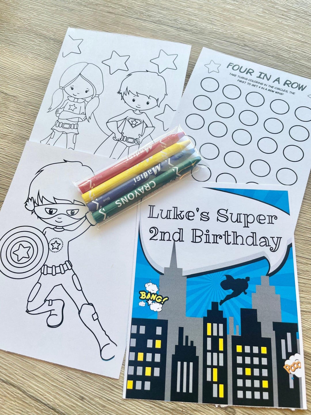 Personalized Superhero Coloring Kit Favors, Blue Version, Superhero ...