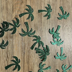 Glitter Palm Tree Confetti, Palm Tree Table Scatter, Cardstock Confetti, Glitter Confetti