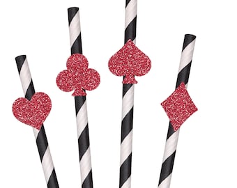 Glitter Playing Card Suits Party Straws - 10ct, Lucky In Love, Vegas Before Vows, Playing Cards, Feeling Lucky, Lucky One