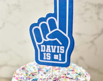 Personalized Glitter Fan Finger Cake Topper Cake Topper, Sports Birthday Cake Topper, Printed Sports Party Decoration