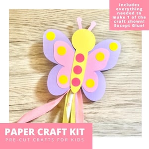 Butterfly Wand Paper Craft Kit, Spring Arts & Crafts Kit For Kids, Butterfly Craft Kit, Kids Art Kit, Butterfly Party Favors, Diy Craft Kit