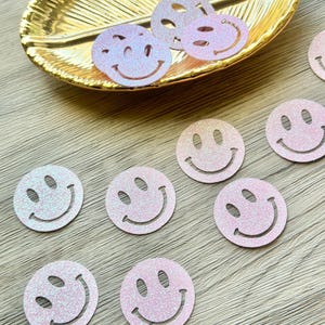 Glitter Smile Face Confetti, Smile Face Table Scatter, Cardstock Confetti, Glitter Confetti
