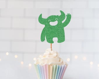 Glitter Big Monster Cupcake Toppers, Glitter Cupcake Toppers, Glitter Cake Topper, Glitter Party Decor, Event Decor
