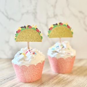 Glitter Taco, Cupcake Toppers, Taco Tuesday, Fiesta Decor, Cinco De Mayo, Birthday Decor, Mexican Party, Holy Guacamole, Taco Party