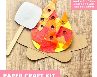 Roasty Toasty Camp Fire Paper Craft Kit, Arts & Crafts Kit For Kids, Camp Fire Craft Kit, Camping Party Favor, Pre-Cut Crafts