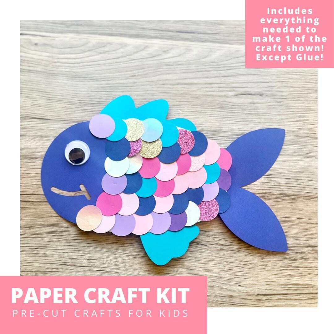 Rainbow Fish Paper Craft Kit, Tropical Fish Kit for Kids, Under the Sea ...