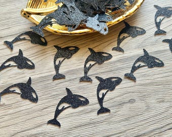 READY TO SHIP Glitter Orca Whale Confetti, Orca Table Scatter, Whale Party, Ocean Birthday, Sea Animal Party, Under The Sea, Baby Shower