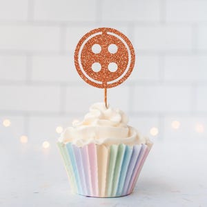 Glitter Button Cupcake Toppers, Sewing Theme, Craft Party, Quilting Bee, Baby Shower, Birthday Party, DIY Theme, Sewing Club Party Decor
